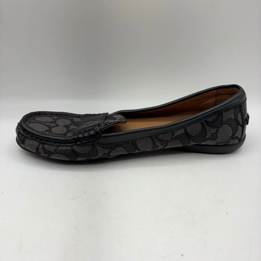 Coach‎ Odette Signature Jacquard Loafers Black Charcoal Driving Mocs A01921 8.5B